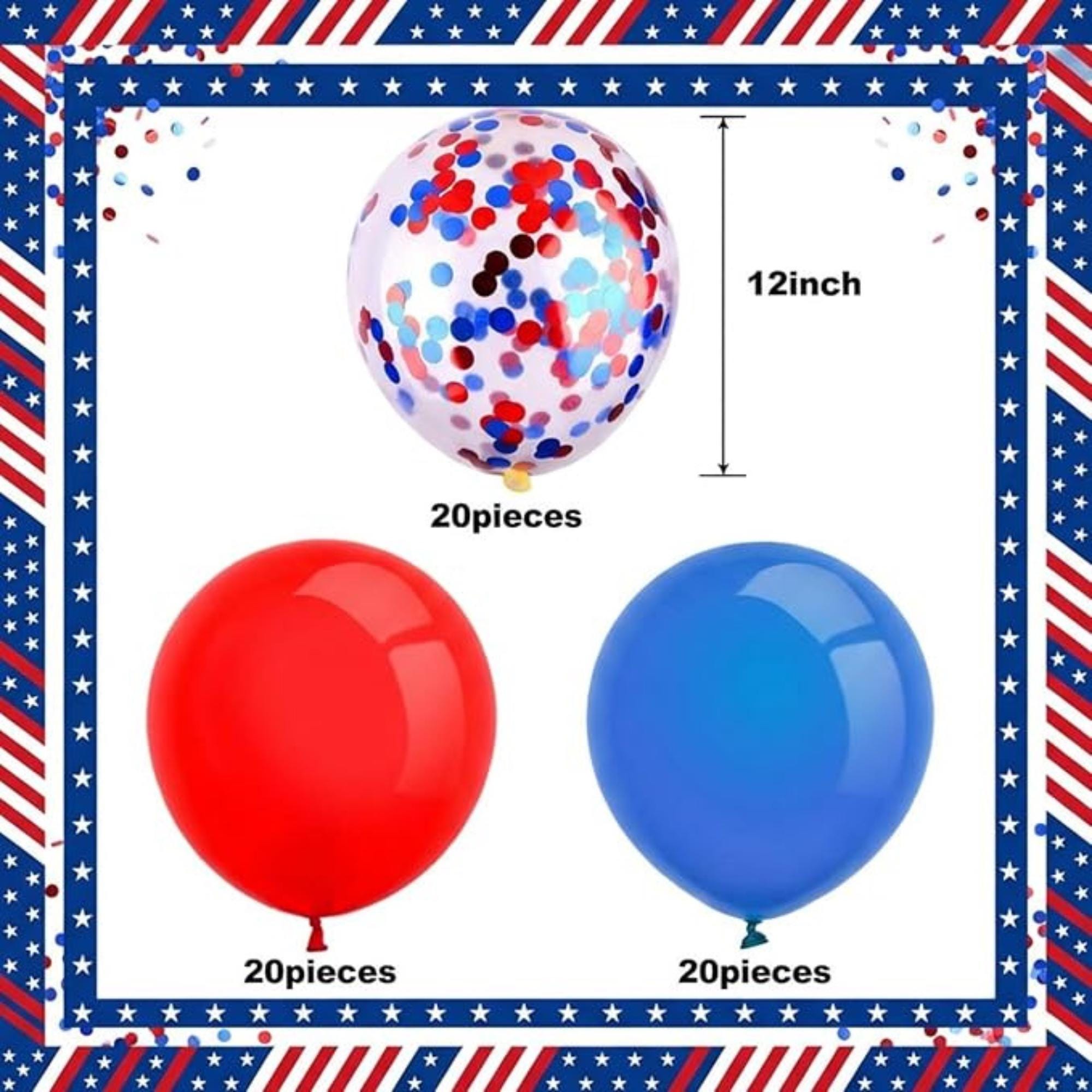 Red Blue White Balloon Kit Confetti Latex Party Arch Decoration