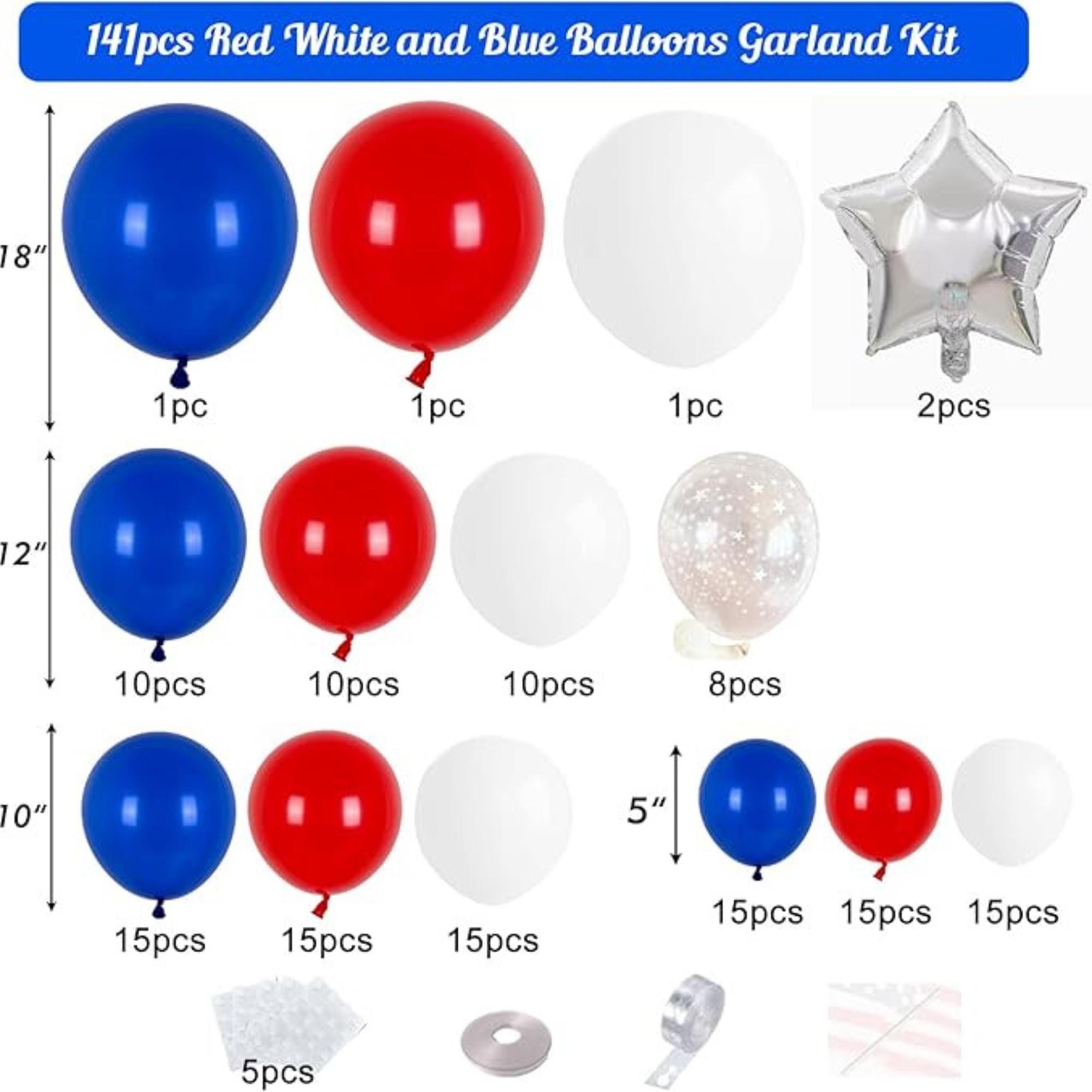 Red White Blue Balloon Garland Arch Kit Patriotic Party Decoration