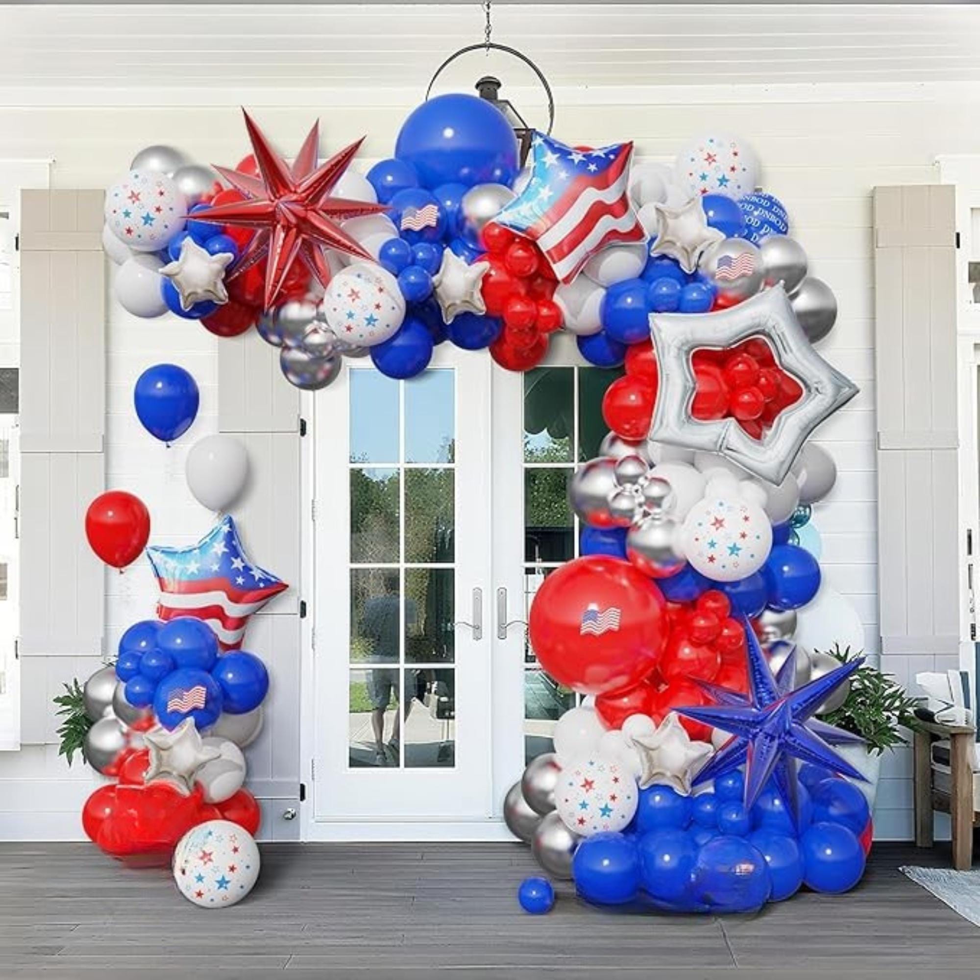 Red White Blue Balloon Garland Arch Kit Star Flag Party Decor