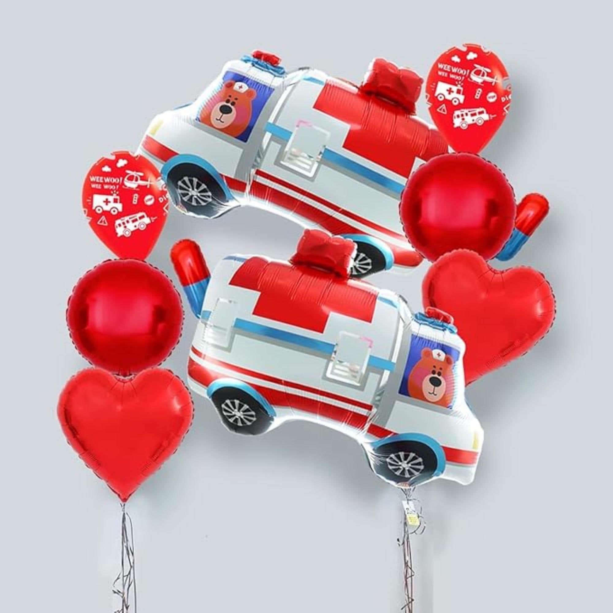 Ambulance Balloons EMS Nurse Hospital Theme Party Decoration Set