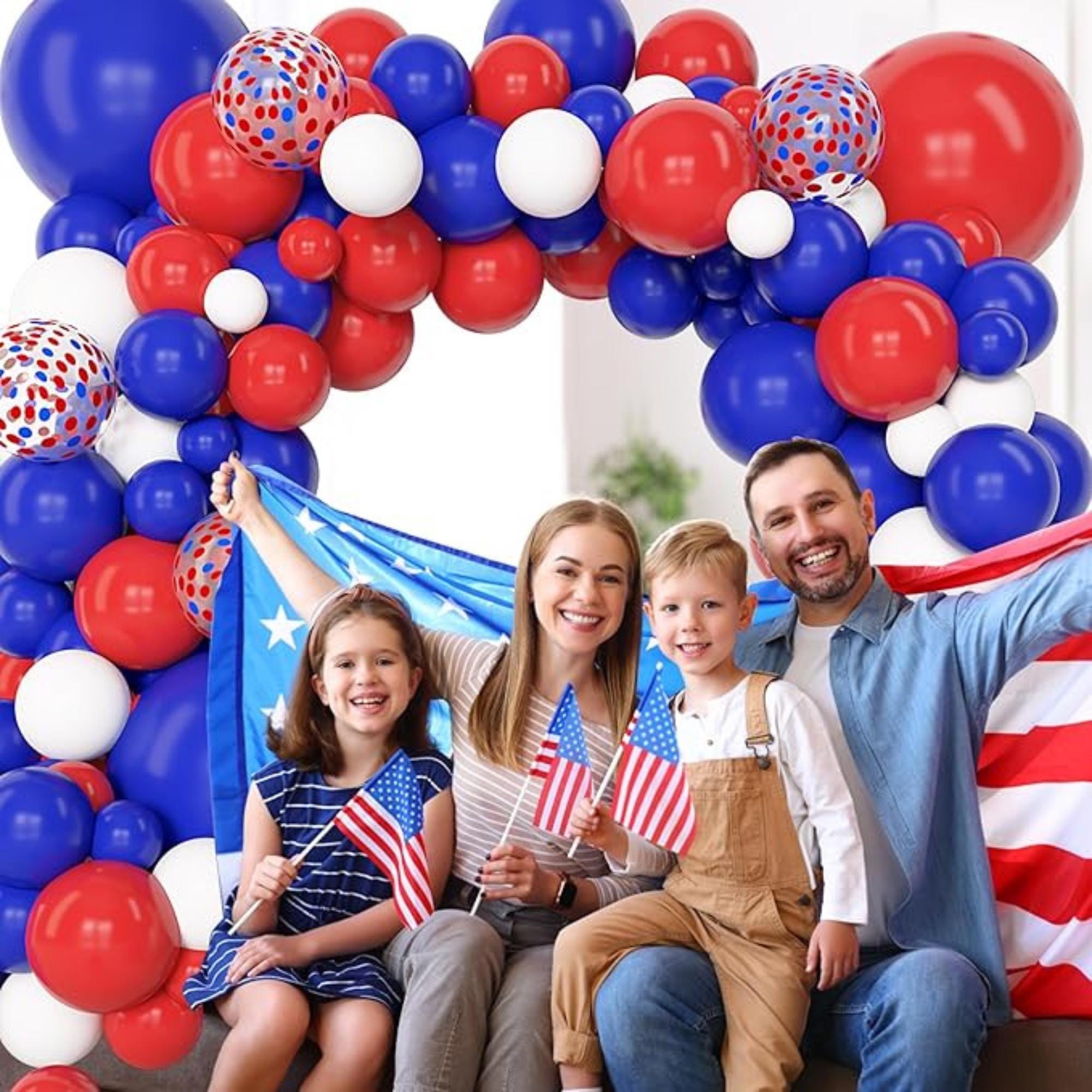 Red White Blue Balloon Garland Arch Kit Mixed Sizes Party Decor