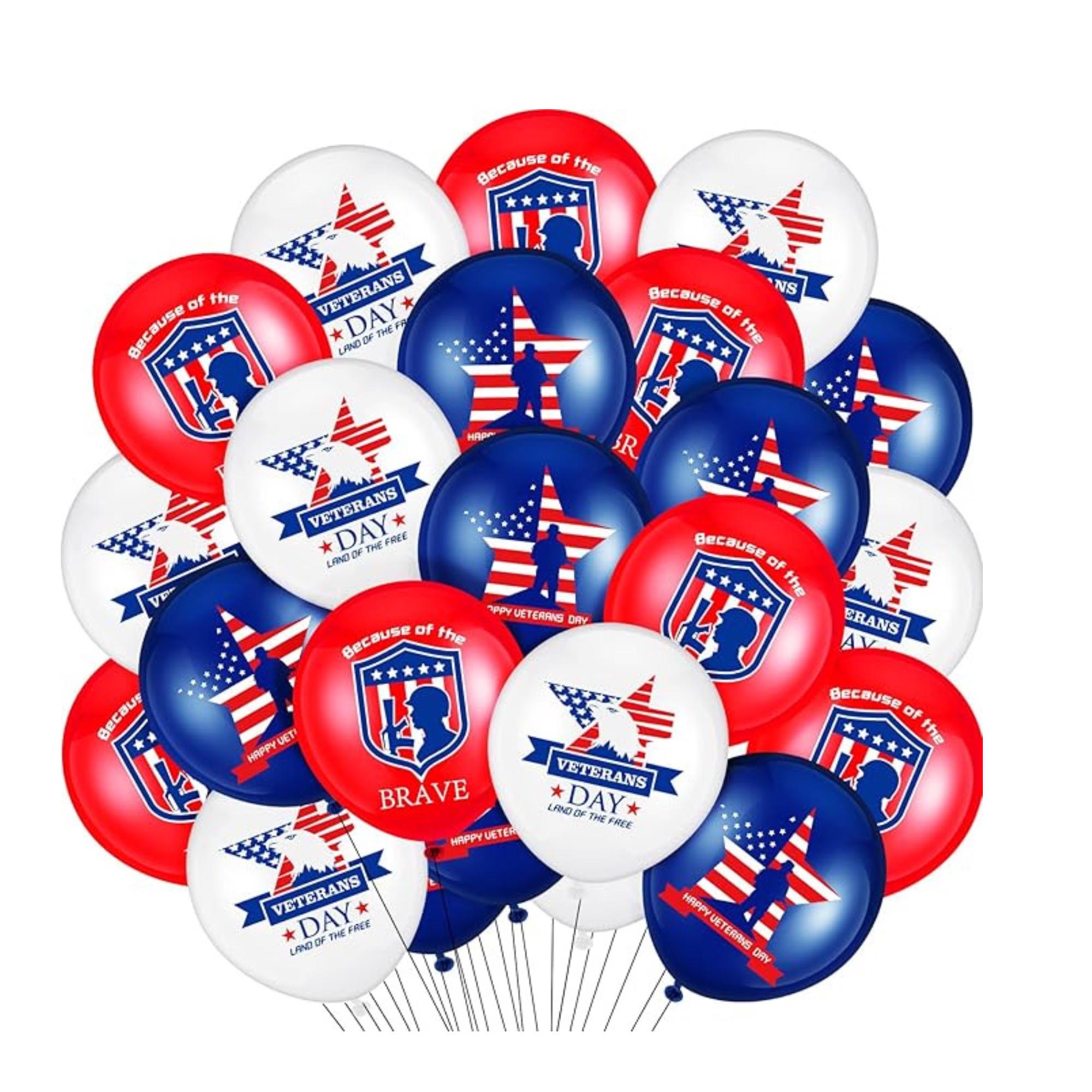 Veterans Balloons Red White Blue Latex Patriotic Party Decor