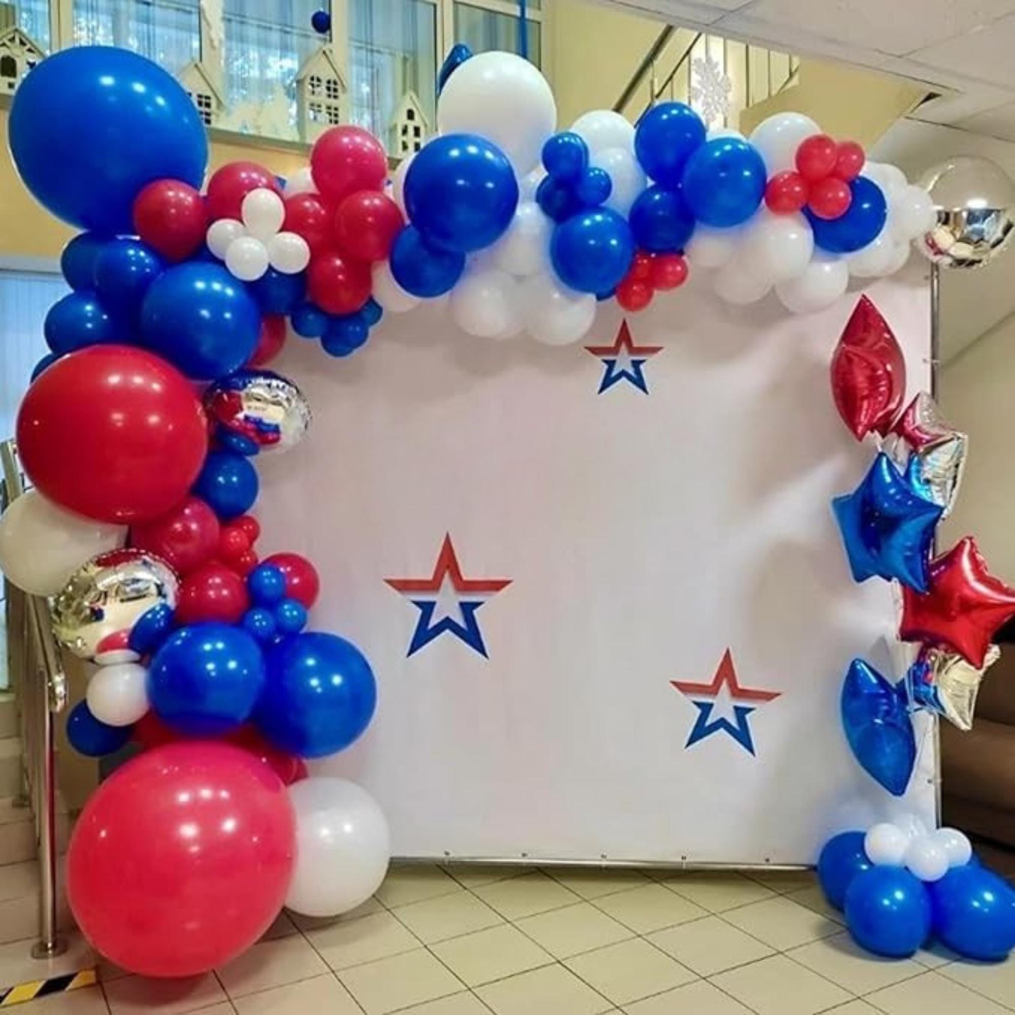 Red White Blue Balloons Confetti Latex Party Decoration Set