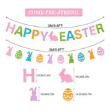 Glitter Happy Easter Banner with Bunny Egg Garland Colorful Party Decor Supplies