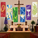 Set of 6 Easter Christian Banners: Scripture, Symbols, Sanctuary Decor