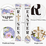 Happy Easter He Is Risen Porch Banner, Religious Resurrection Scene Decor