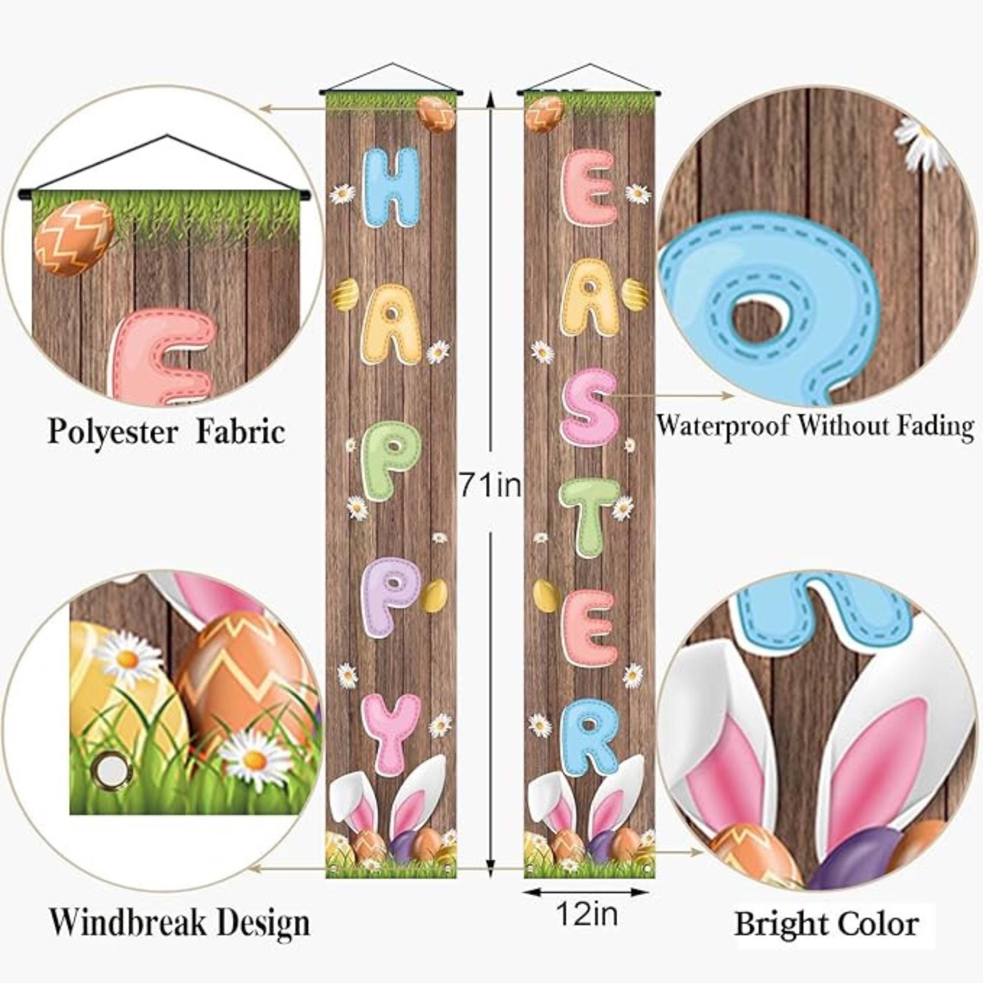 Happy Easter Porch Banners: Reusable Polyester Outdoor Decorations