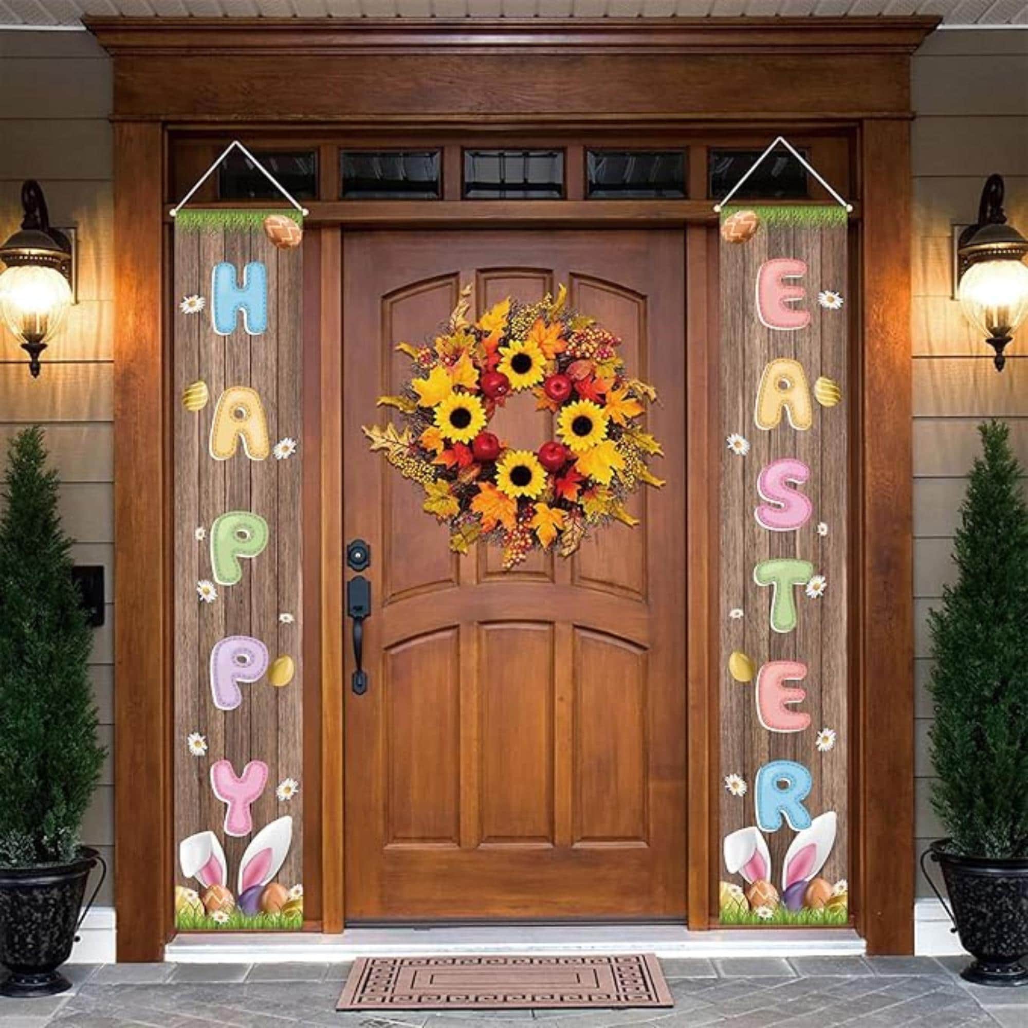 Happy Easter Porch Banners: Reusable Polyester Outdoor Decorations