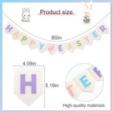 Felt Happy Easter Banner Pastel Bunny Bunting Garland Mantel Wall Party Decor Supplies