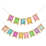 Burlap Easter Banner with Bunnies – Pre-Strung Garland for Spring Party Decorations