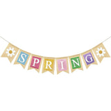 Spring Burlap Banner Welcome Seasonal Bunting Garland Mantle Fireplace Indoor Outdoor Party Decor Supplies