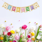 Spring Burlap Banner Welcome Seasonal Bunting Garland Mantle Fireplace Indoor Outdoor Party Decor Supplies