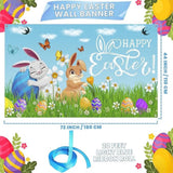 Happy Easter Bunny Backdrop Banner: Spring Party Photography Decor Supplies