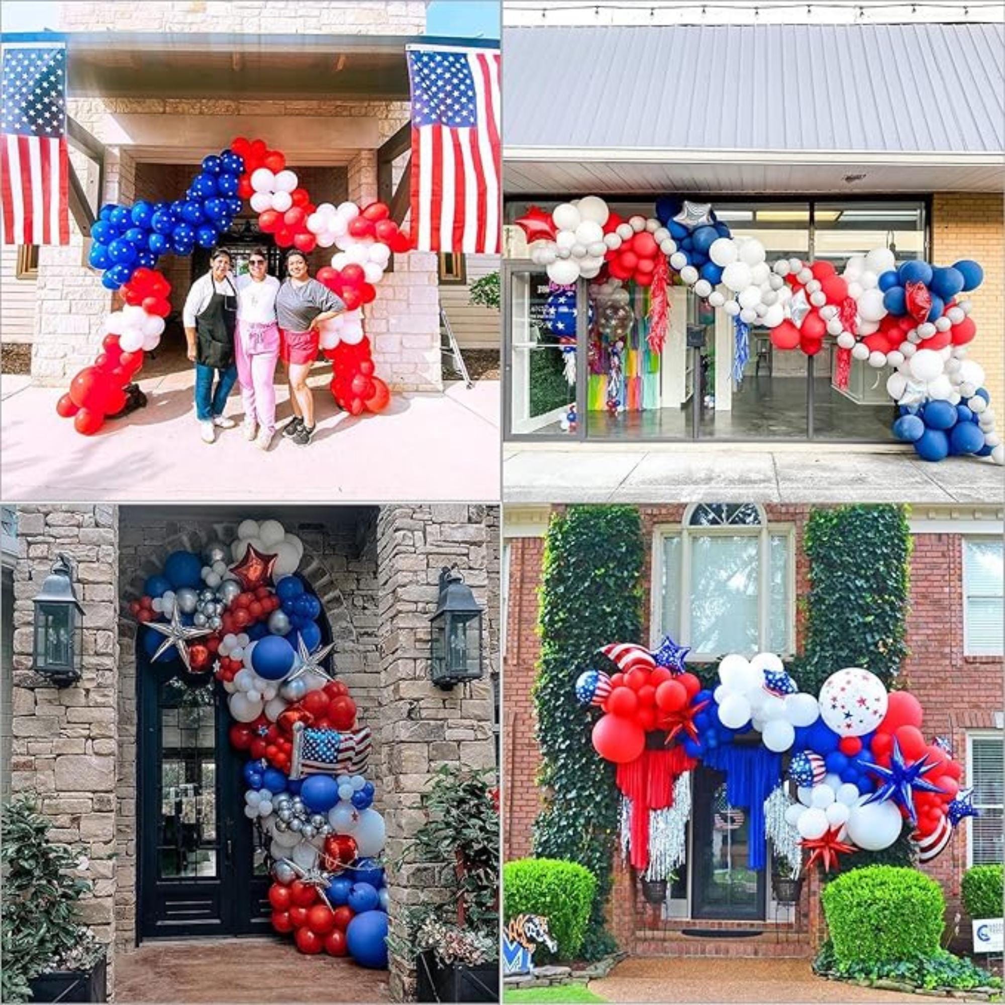 Red White Blue Balloon Garland Kit Gold Flag Patriotic Party Decor