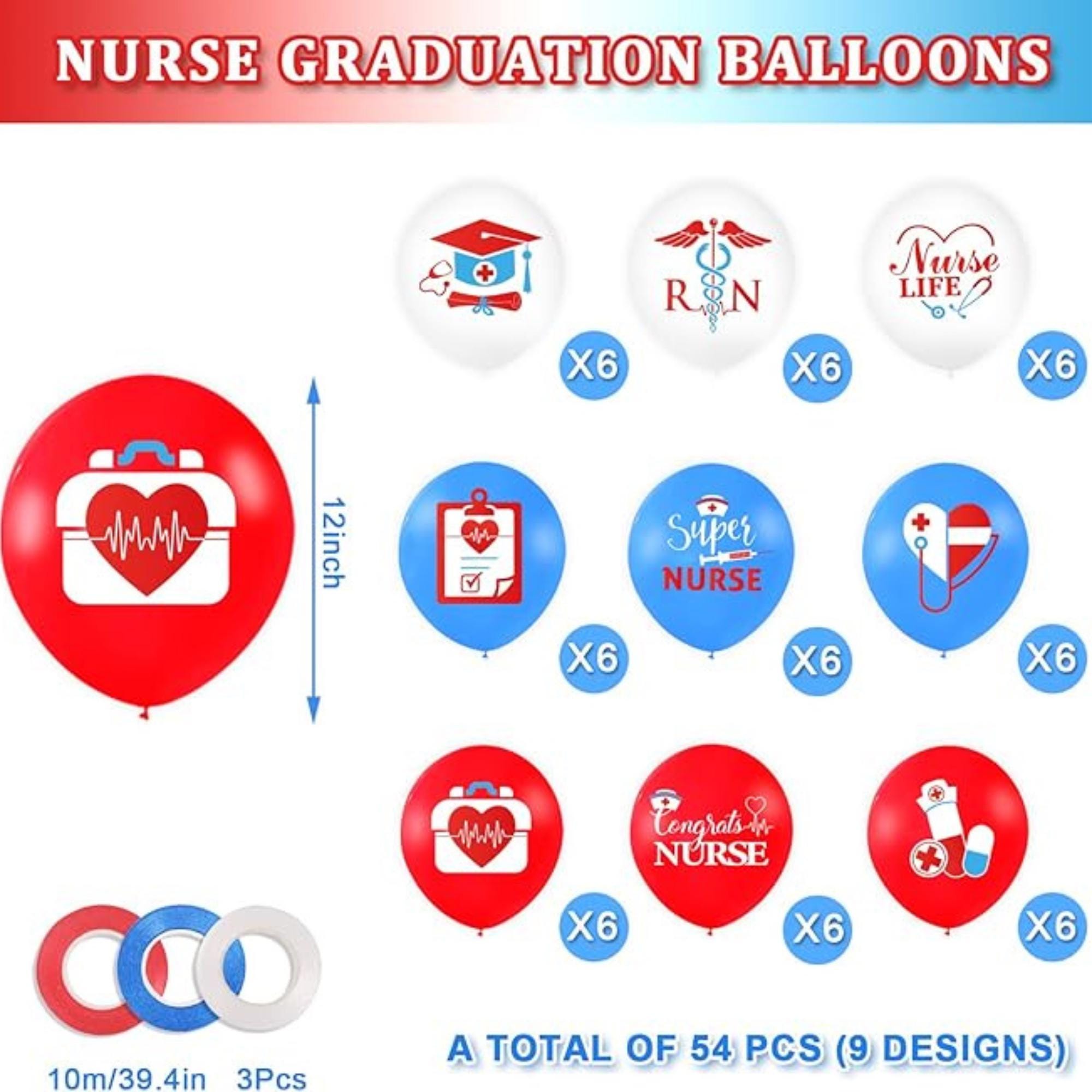 Nurse Balloons Set Red Blue White Nursing Party Decoration