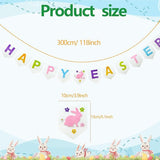 Happy Easter Felt Bunny Garland Banner White Mantel Wall Indoor Party Decor Supplies
