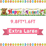 Happy Easter Fabric Banner: Bunnies, Eggs, Lawn Sign Backdrop
