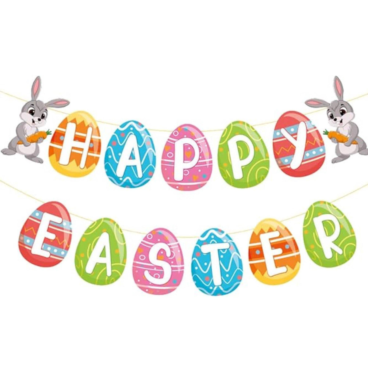 Happy Easter Banner Indoor Outdoor Party Decorations Home Office School Decor Supplies