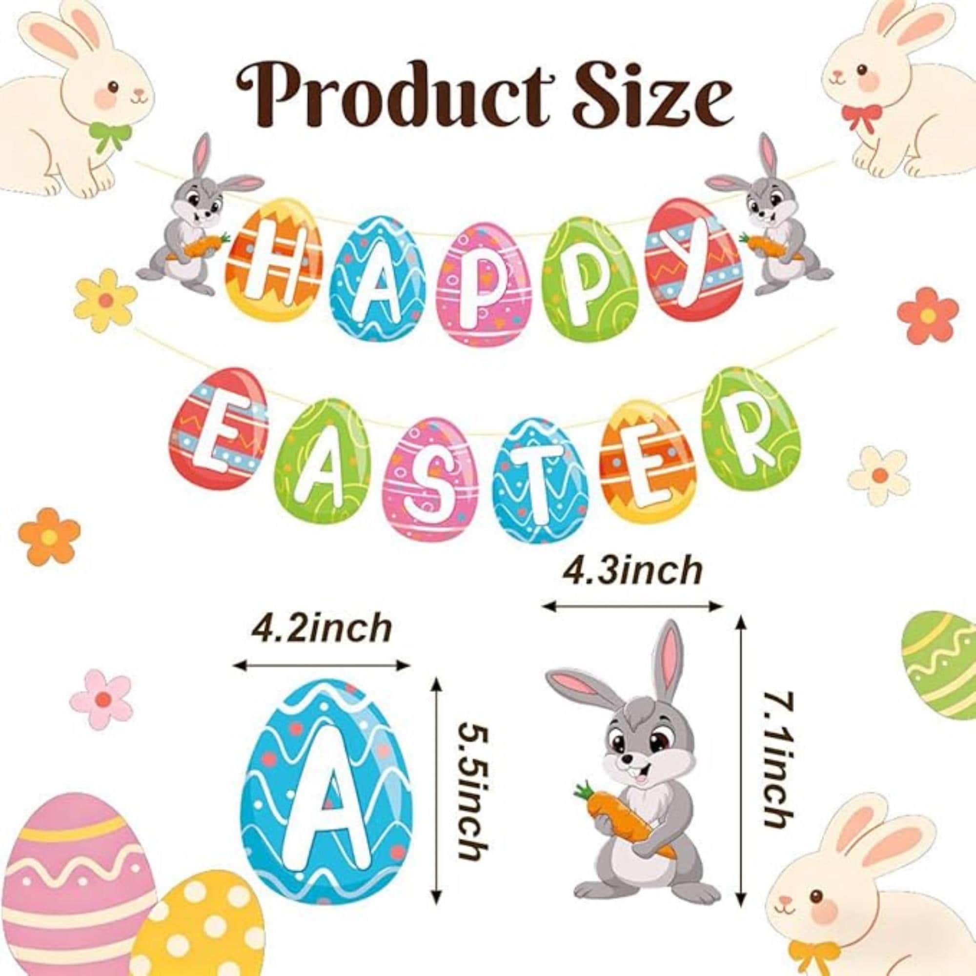Happy Easter Banner Indoor Outdoor Party Decorations Home Office School Decor Supplies