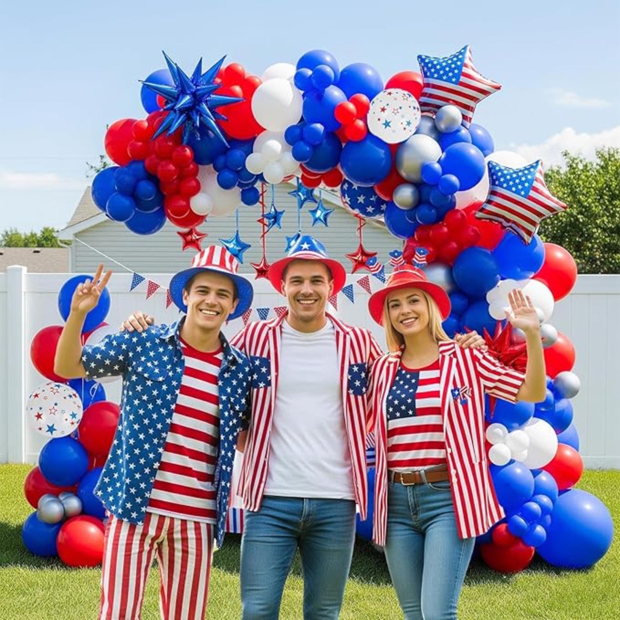 Patriotic Balloon Garland Kit Red White Blue Star Flag Party Decor