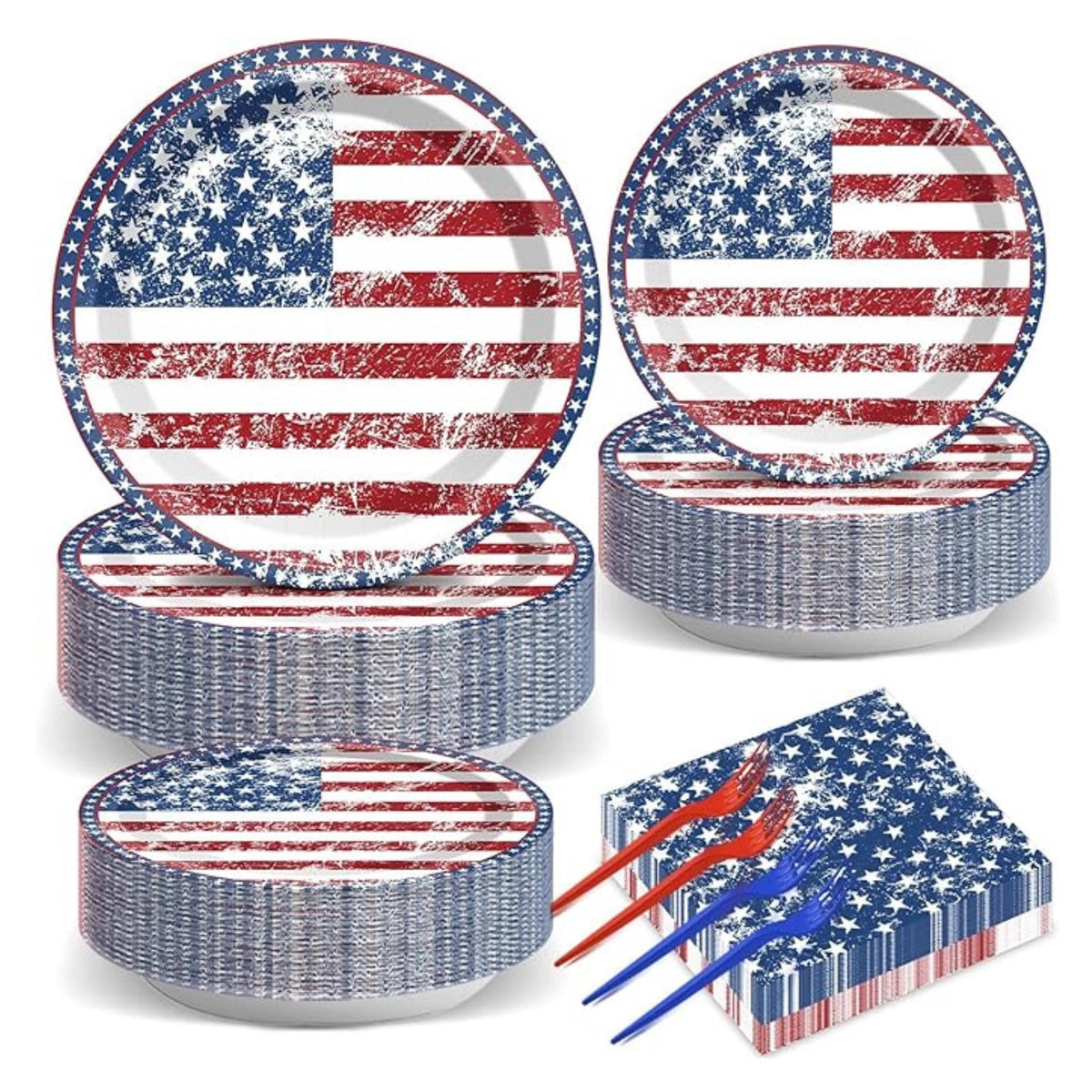 American Flag Party Supplies Plates Napkins Patriotic Tableware Set