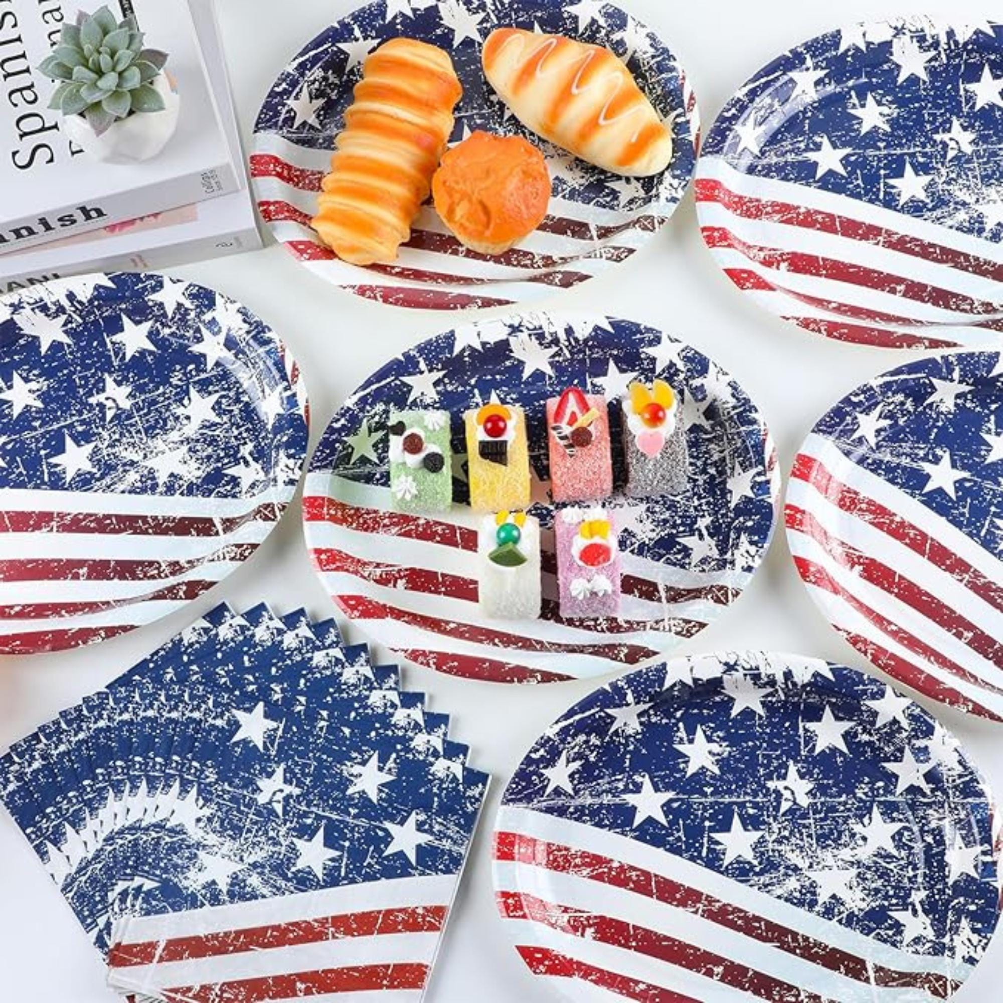 Oval Paper Plates and Napkins Patriotic Tableware Party Set