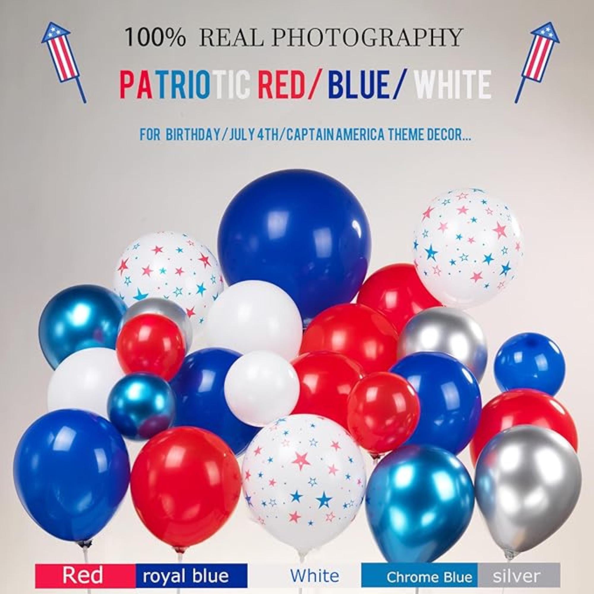 Red White Blue Balloon Garland Arch Kit Star Patriotic Party Decor