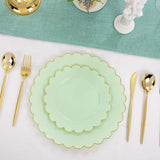 Sage Green Scalloped Plastic Plates Set: 60 PCS Dinnerware for Parties