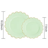 Sage Green Scalloped Plastic Plates Set: 60 PCS Dinnerware for Parties