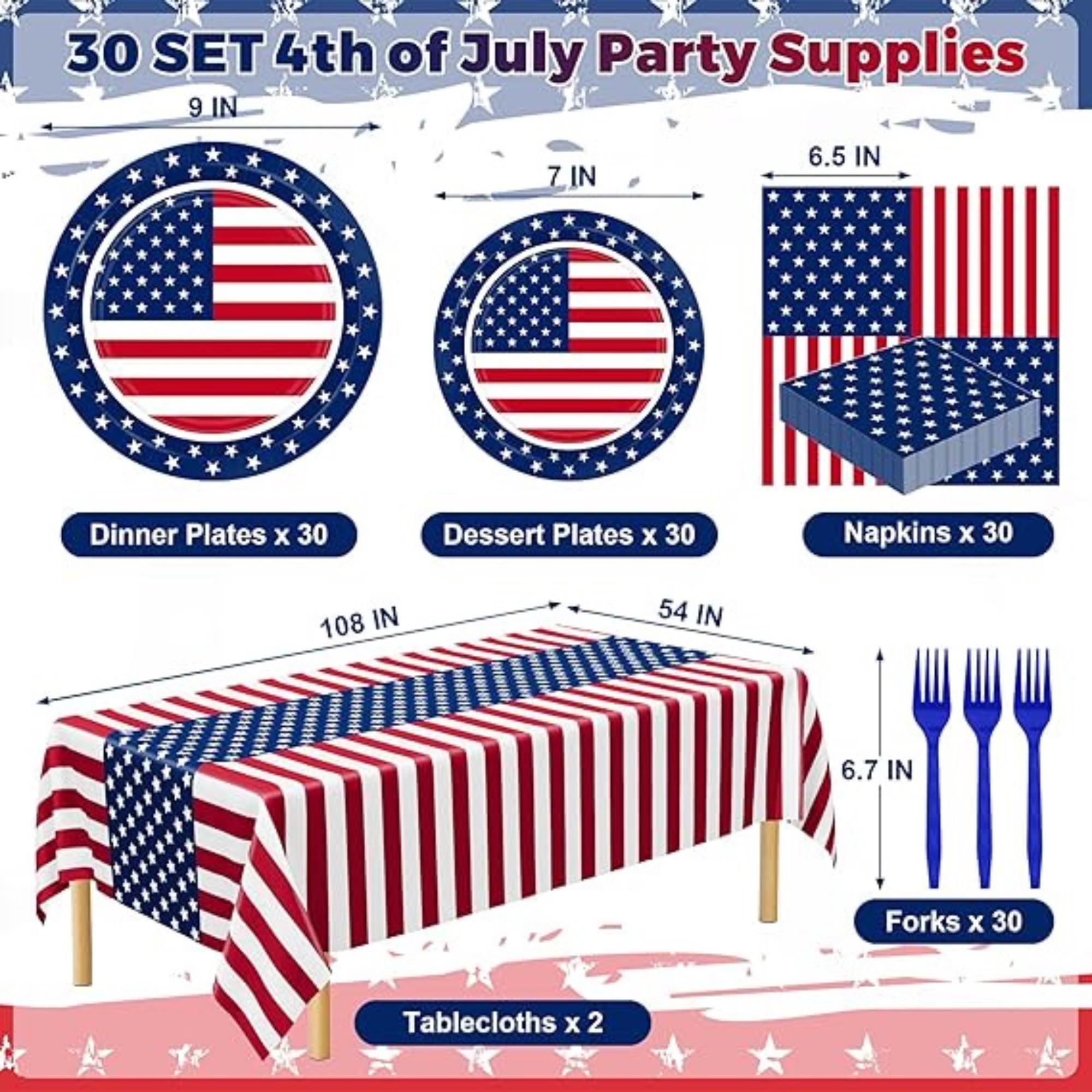122 Piece Patriotic Party Supplies Set with Plates Napkins Tableware Decor