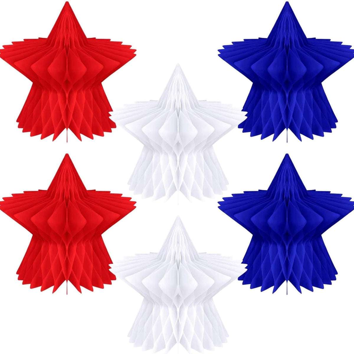 6 Piece Patriotic Honeycomb Centerpieces for Fourth of July Party Decor