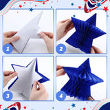 6 Piece Patriotic Honeycomb Centerpieces for Fourth of July Party Decor