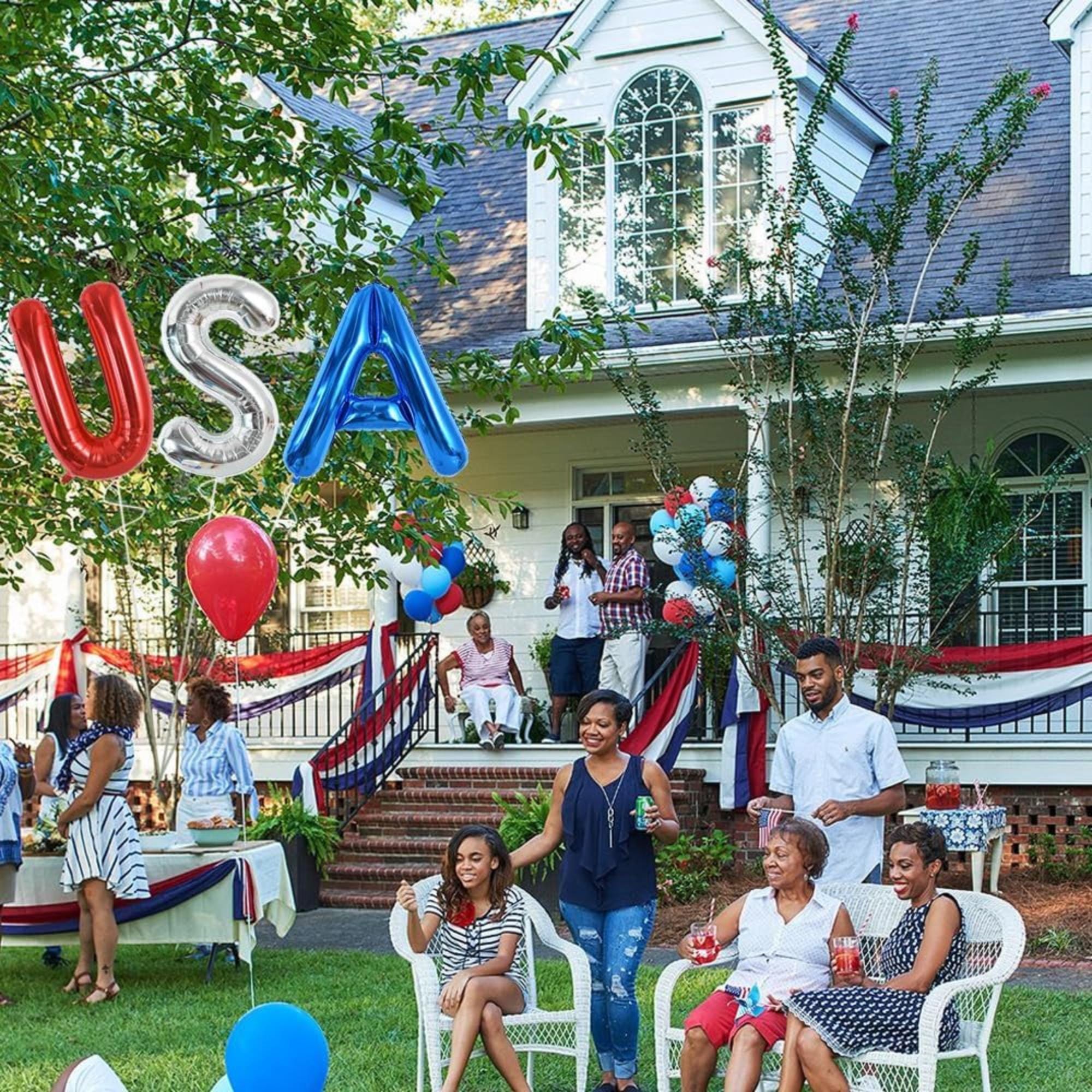 16 Inch USA Letter Balloons Banner Set for Patriotic Party Decorations