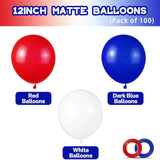 100 Pack Red White Blue Latex Balloons for Patriotic Party Decorations