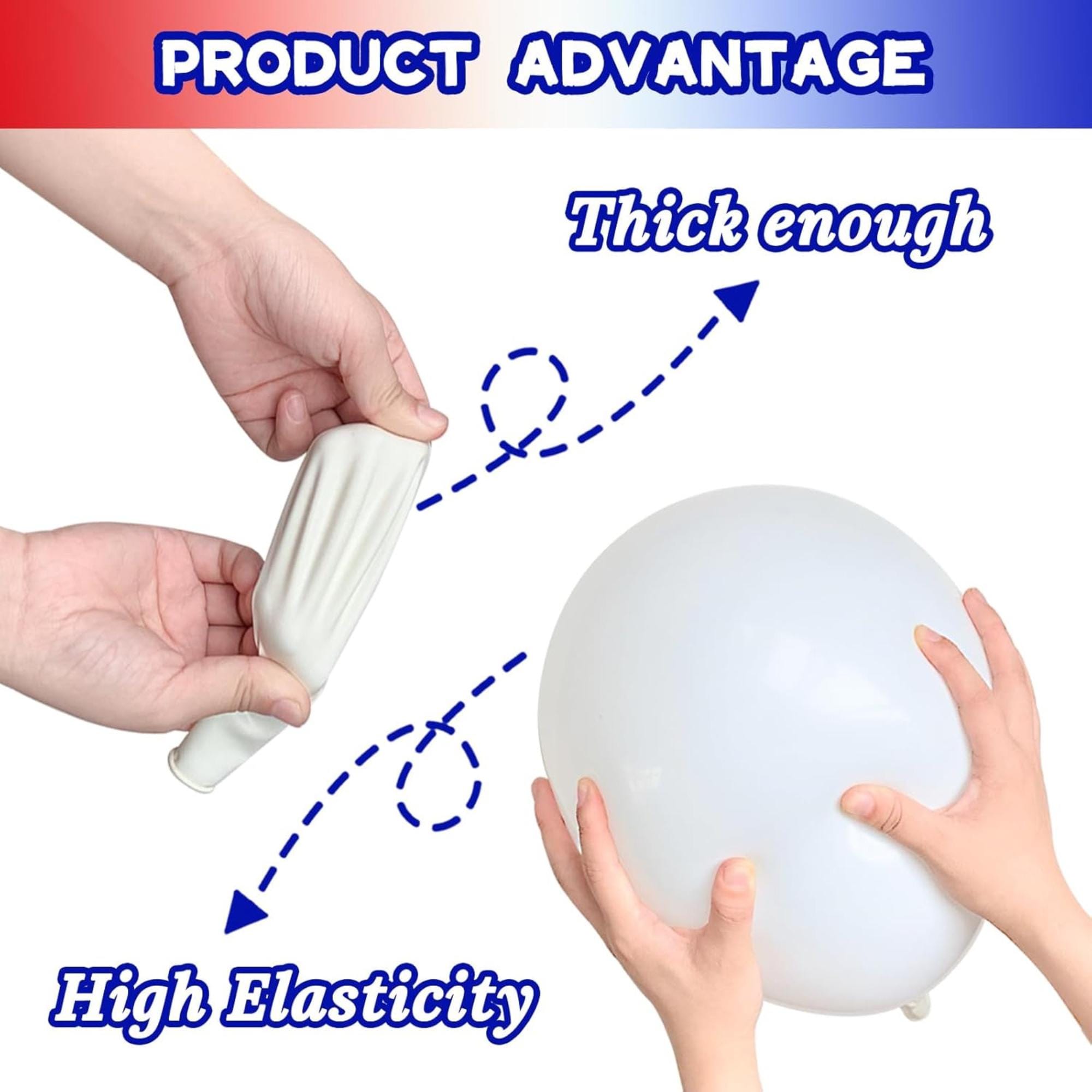 100 Pack Red White Blue Latex Balloons for Patriotic Party Decorations