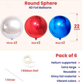 Red White Blue Foil Balloons Pack for Patriotic Party Arch Decorations
