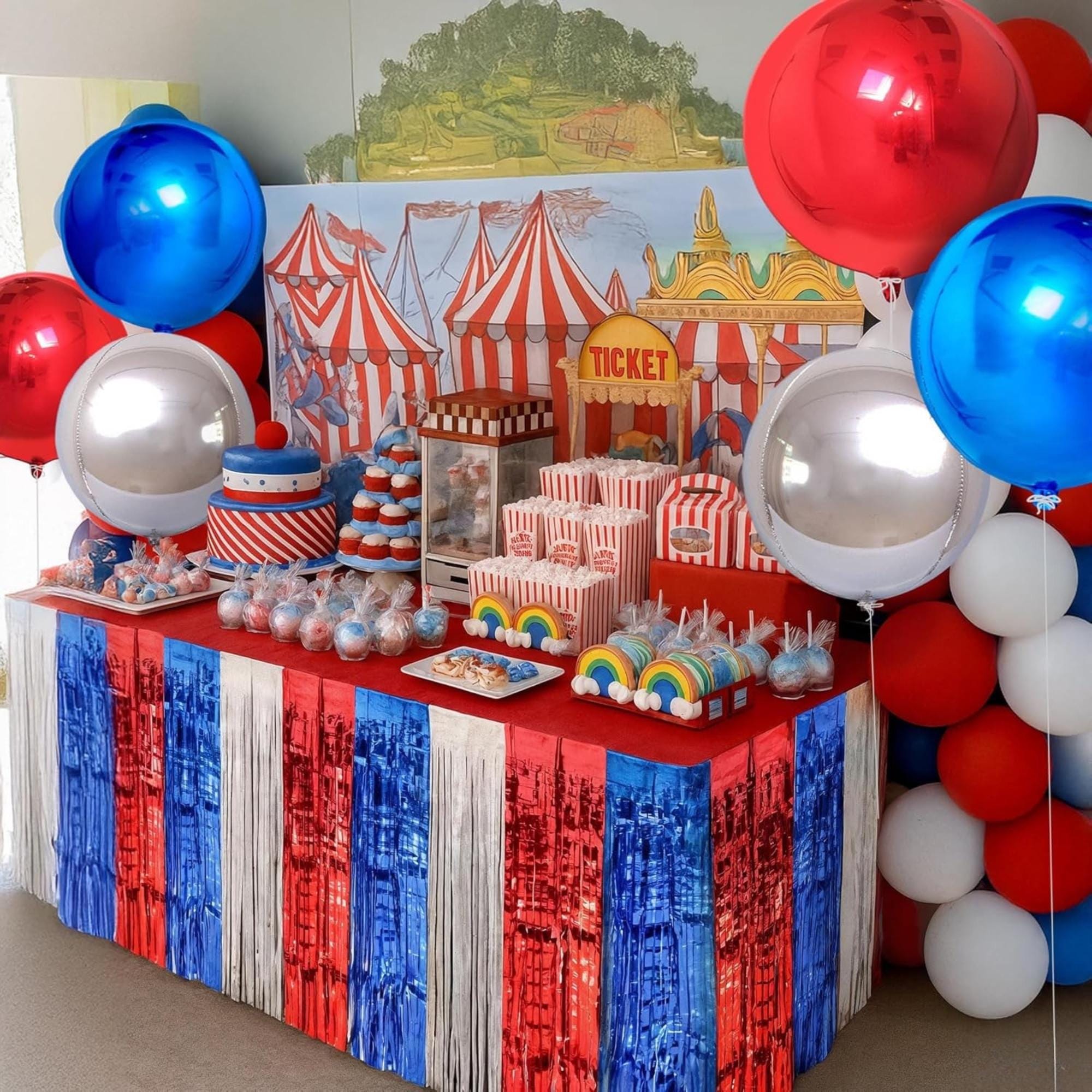 Red White Blue Foil Balloons Pack for Patriotic Party Arch Decorations