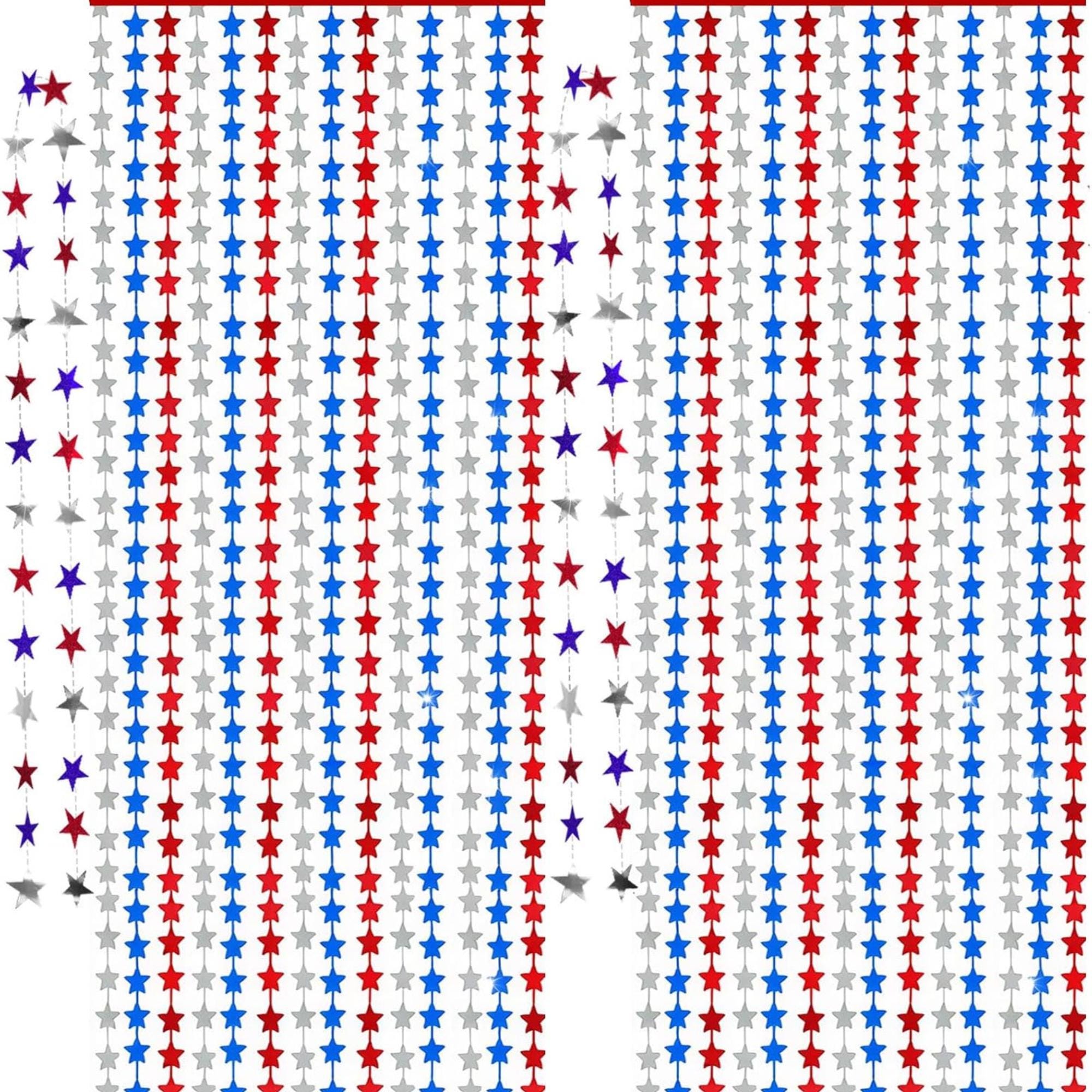 Patriotic Tassel Curtain and Garland Set for Fourth of July Party Decor