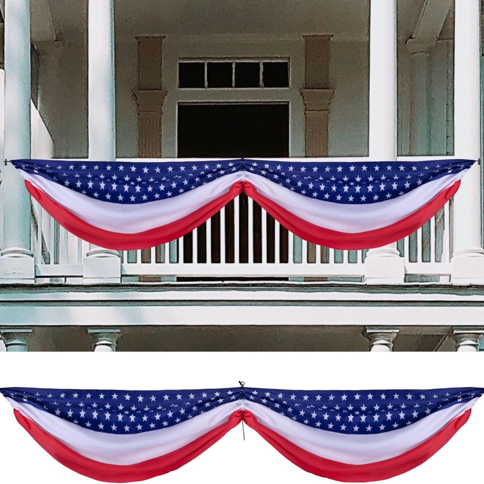 2 Piece Patriotic Bunting Banner for Outdoor Fourth of July Party Decor
