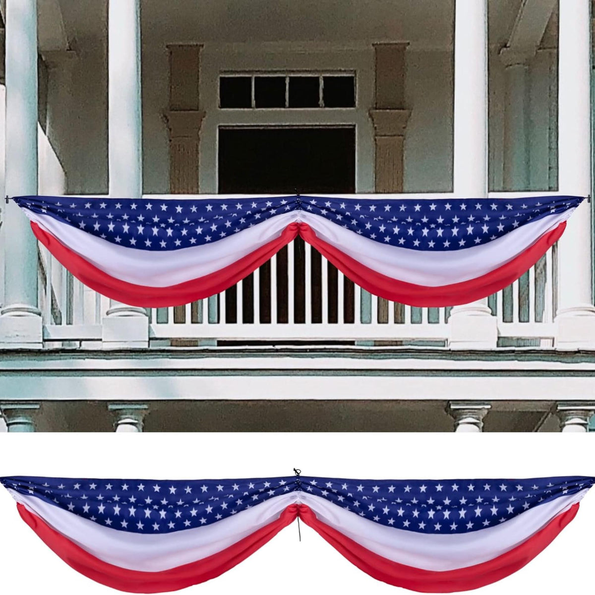 2 Piece Patriotic Bunting Banner for Outdoor Fourth of July Party Decor