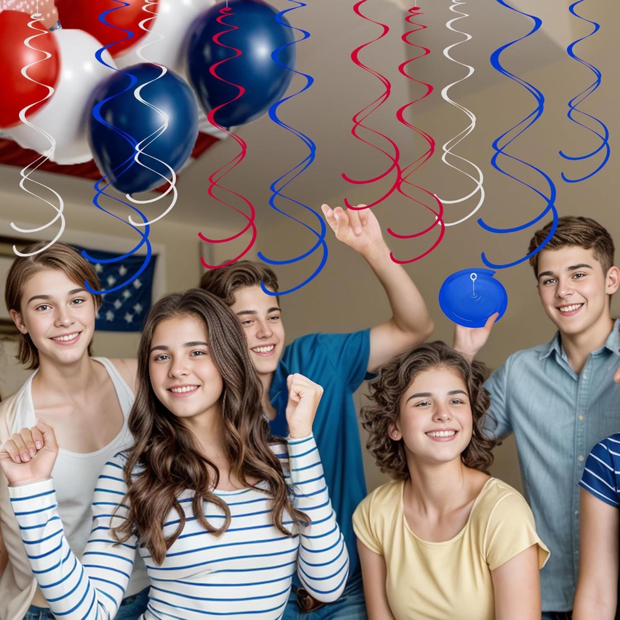 28 Pack Patriotic Ceiling Swirl Decorations for Party Event Hanging Decor