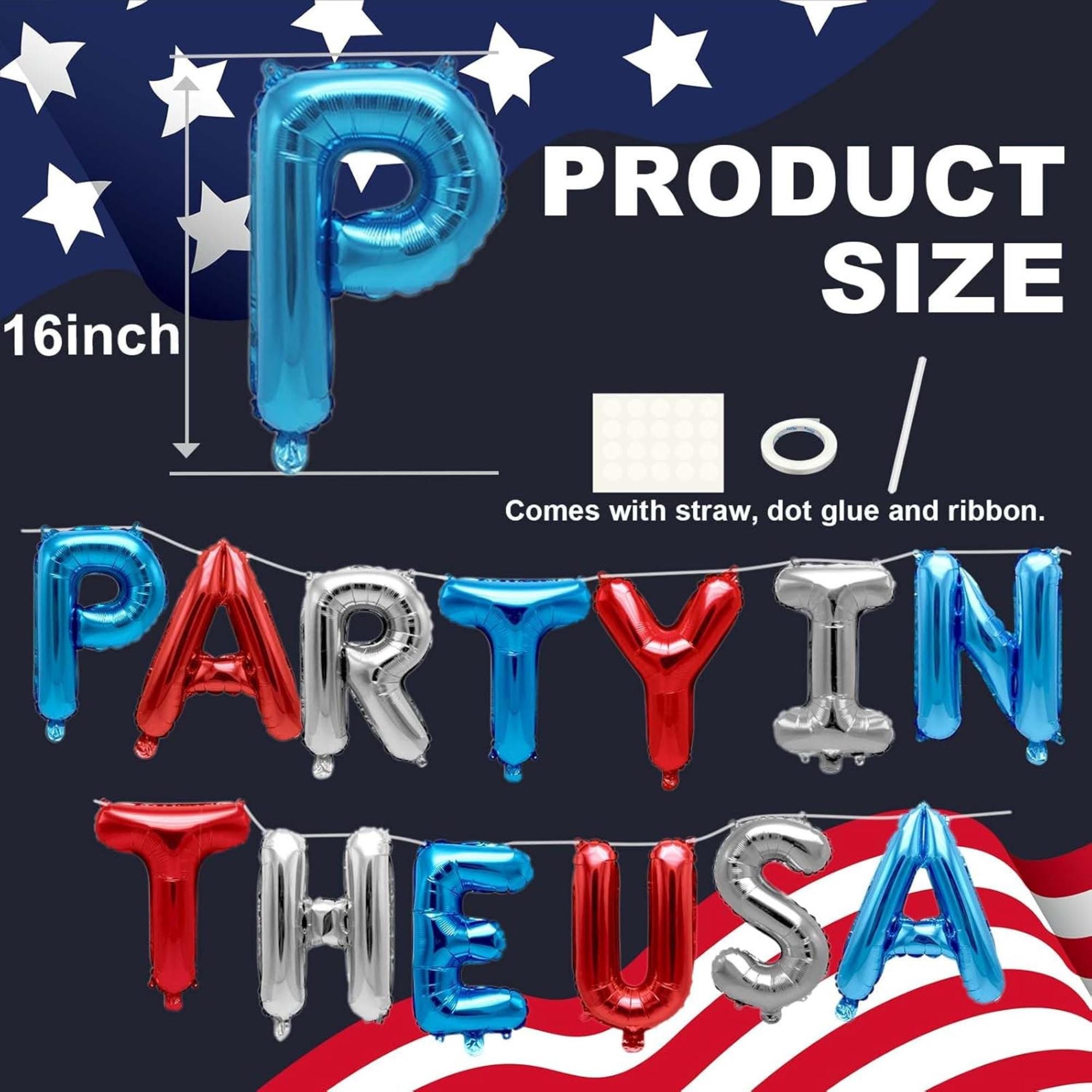 Patriotic Star Decorations Set with Balloons for Fourth of July Party Decor