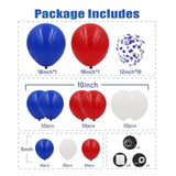 162 Piece Red White Blue Balloon Arch Kit with Confetti for Party Decor