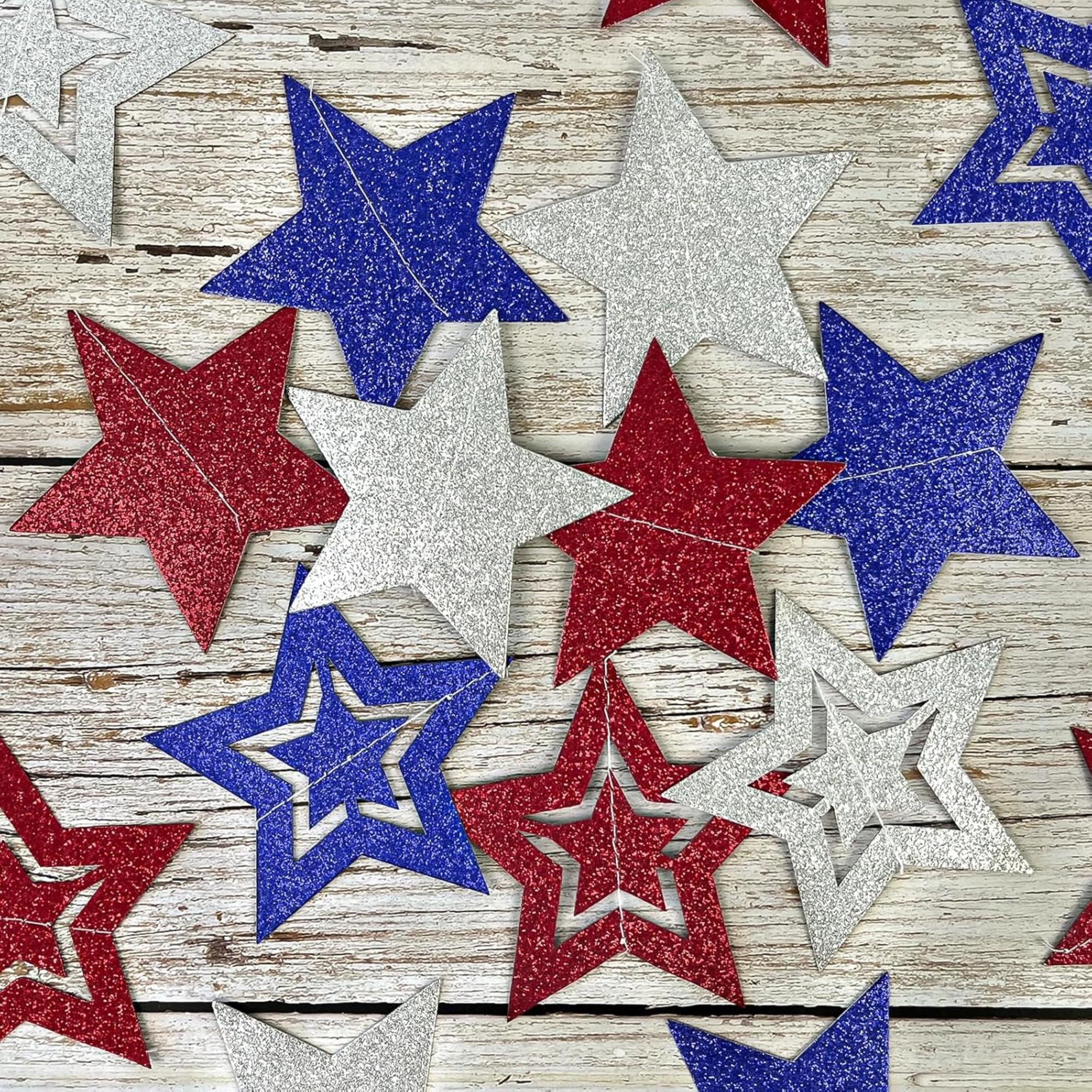 8 Pack Patriotic Star Banner Garland for Party Hanging Decorations