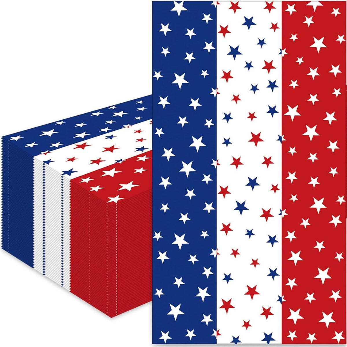 50 Count Patriotic Star Paper Napkins for Party Table Decorations