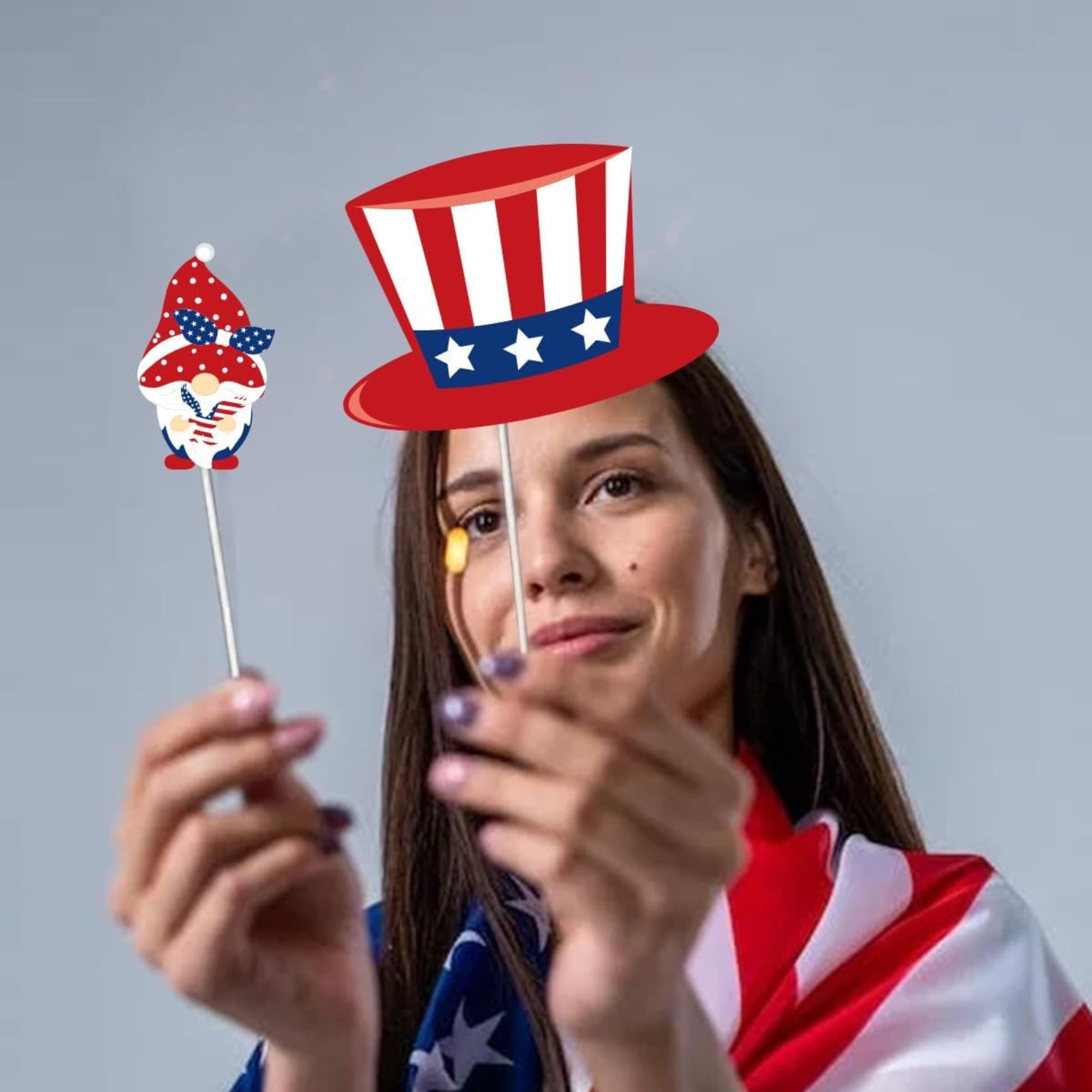 21 Piece Patriotic Photo Booth Props Set for Party Backdrop Decorations