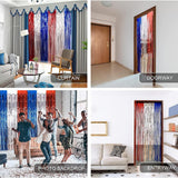 5 Pack Red White Blue Tinsel Fringe Curtains for Patriotic Party Decor