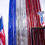 5 Pack Red White Blue Tinsel Fringe Curtains for Patriotic Party Decor