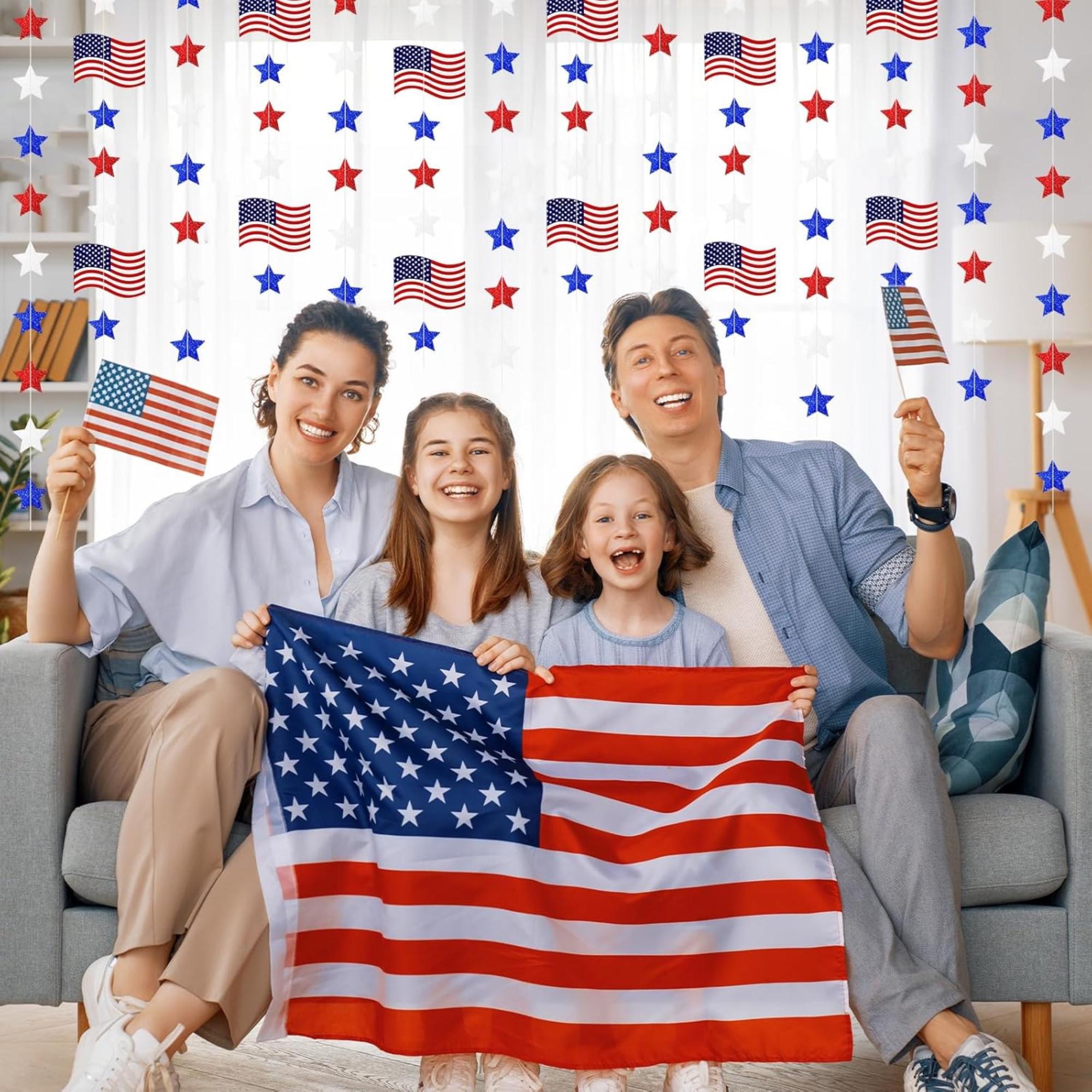 41 Ft Patriotic Star Garland Banner Set for Party Hanging Decorations