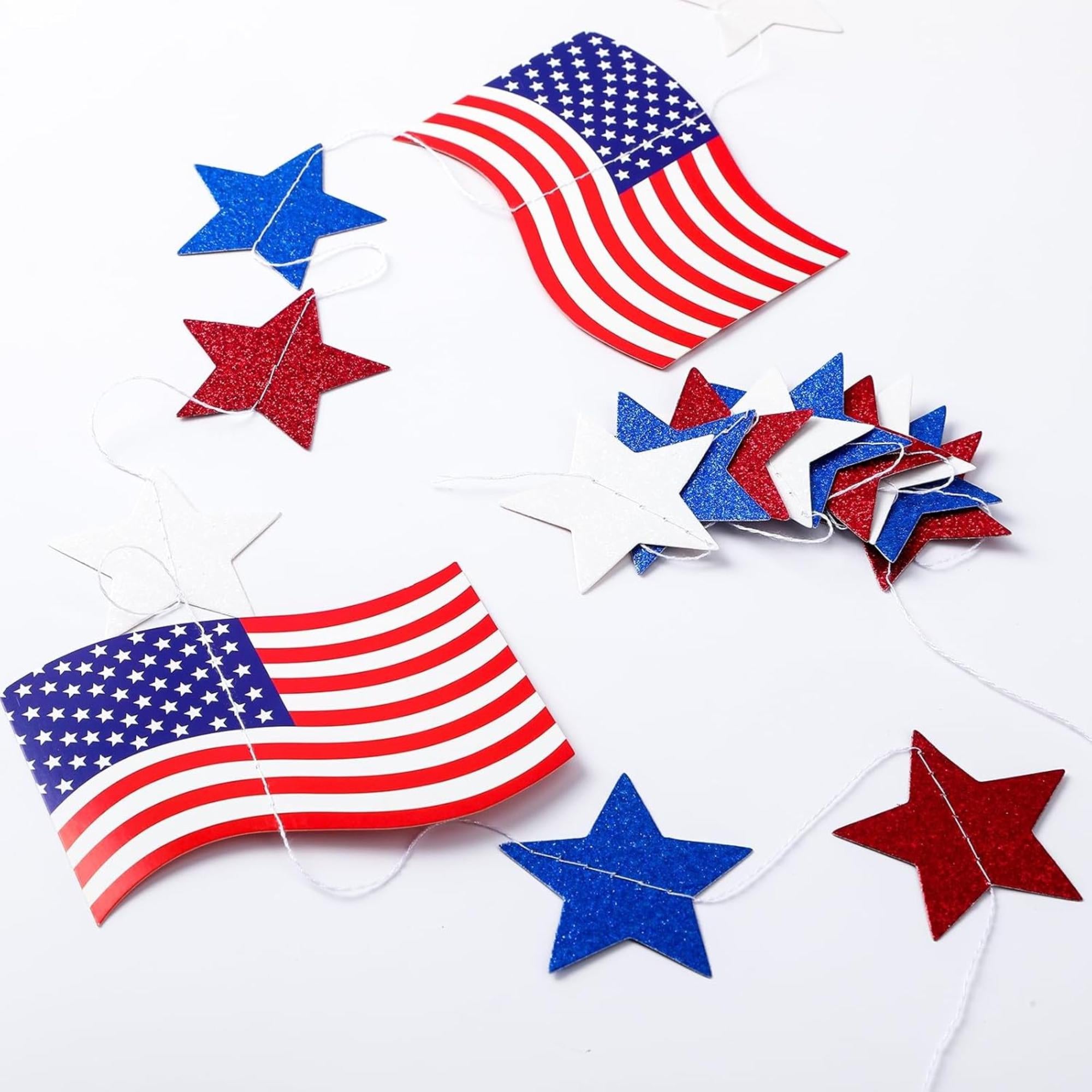 41 Ft Patriotic Star Garland Banner Set for Party Hanging Decorations